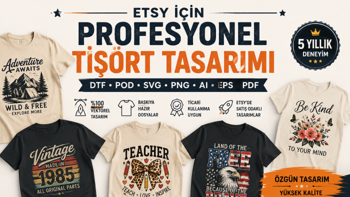 etsy ve amazon için profesyonel tişört tasarımı yapıyorum