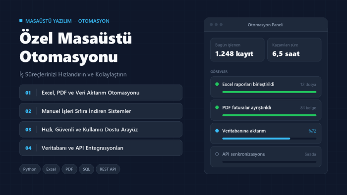 işleriniz için özel masaüstü otomasyon programı yazarım