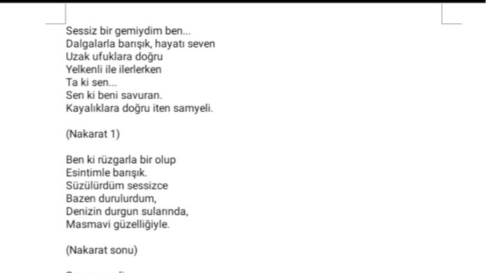 şarkı sözü yazıyorum