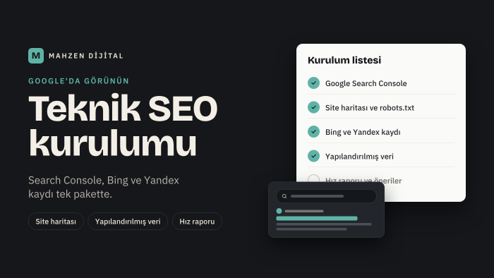 sitenizi Google'a kaydedip teknik SEO kurulumunu yaparım