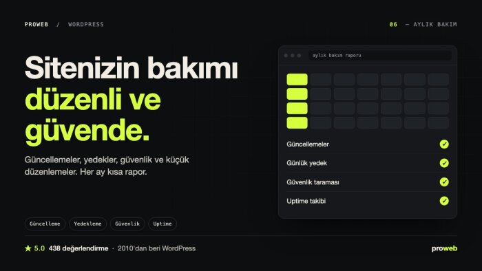 WordPress sitenizin aylık bakım ve teknik desteğini yaparım