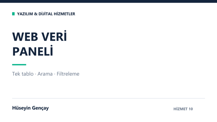 verileriniz için sade bir web yönetim ekranı geliştiririm
