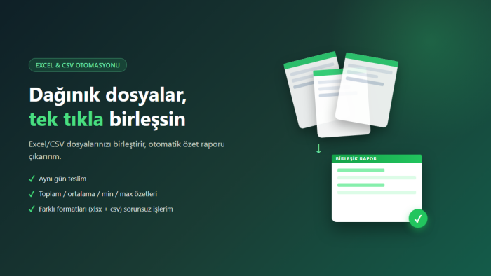 Excel ve CSV dosyalarınızı birleştirip özetliyorum