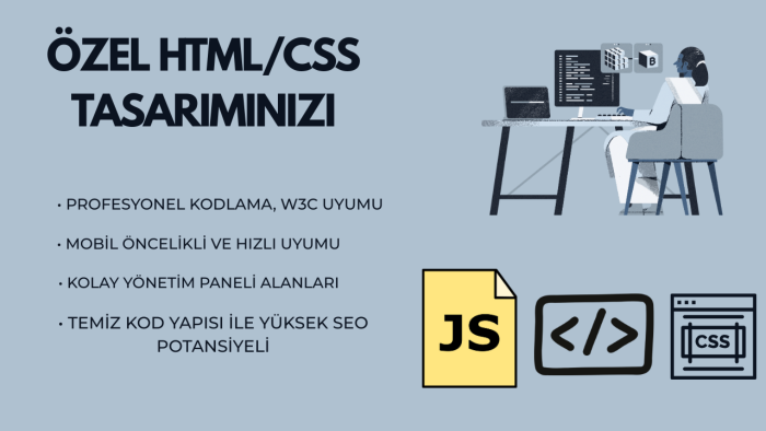 özel tasarımınızı tam mobil uyumlu HTML5/CSS3 ile kodlarım