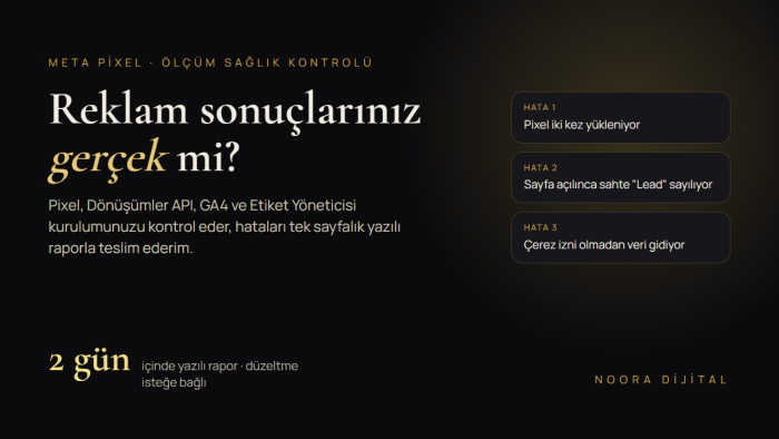 Meta Pixel ölçümünüzü kontrol edip hataları raporlarım