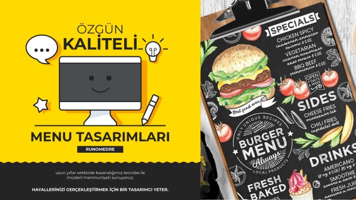 modern kaliteli menü tasarımlarınızı yapabilirim