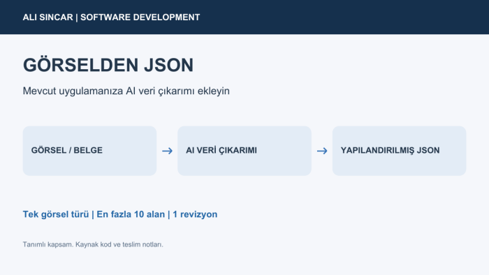 görselleri AI ile JSON verisine dönüştüren yazılım yaparım