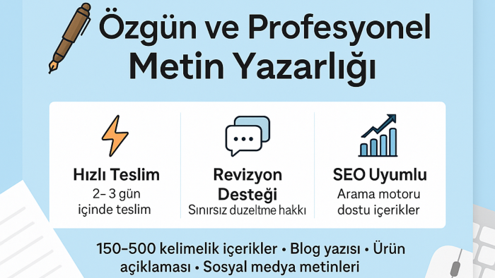 metinlerinizi düzenleyip geliştiririm,özgün şekilde yazarım