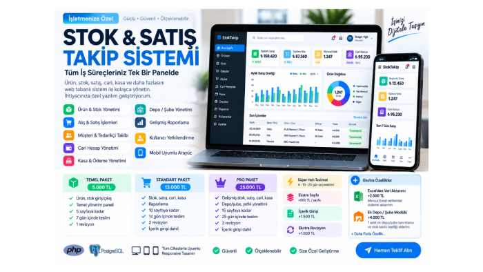 profesyonel stok ve satış takip yazılımı geliştirmekteyim