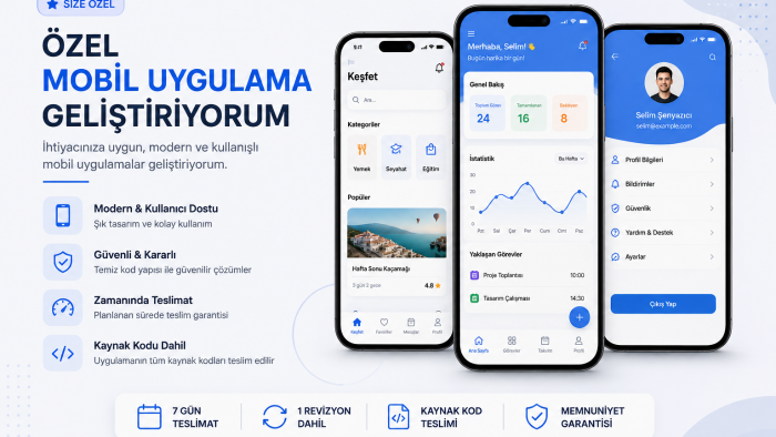 ihtiyacınıza özel mobil uygulama geliştiriyorum