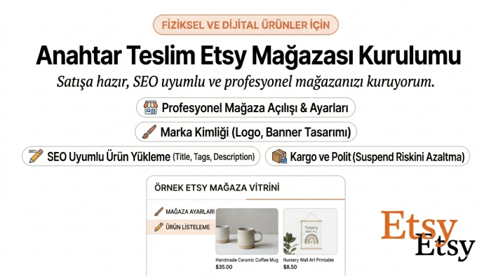 satışa hazır profesyonel etsy mağazası kurulumu yaparım