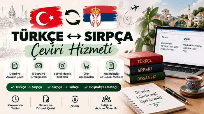 Türkçe ve Sırpça metinleri doğal şekilde çeviririm