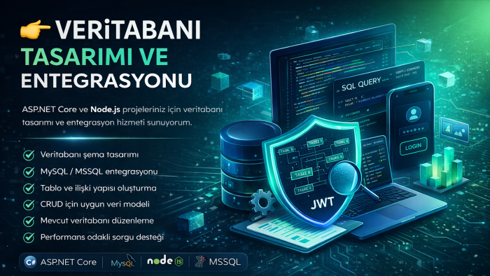 veritabanı tasarımı ve entegrasyonu yapabilirim