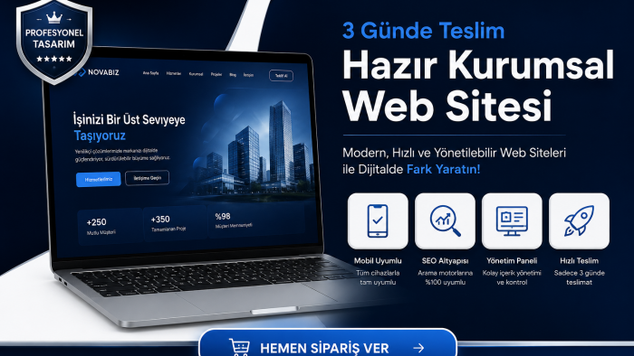 3 günde teslim hazır kurumsal site yapabilirim