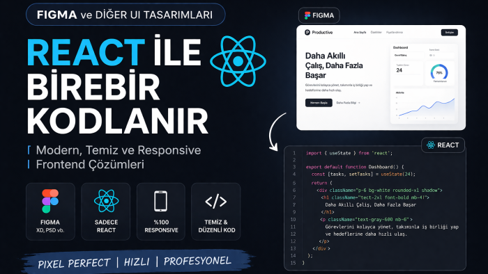 ui tasarımlarınızı react ile birebir kodlarım