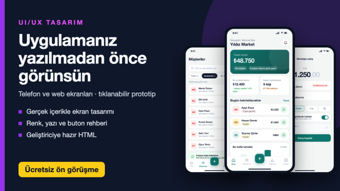 UI/UX mobil uygulama ve web arayüzü tasarlarım