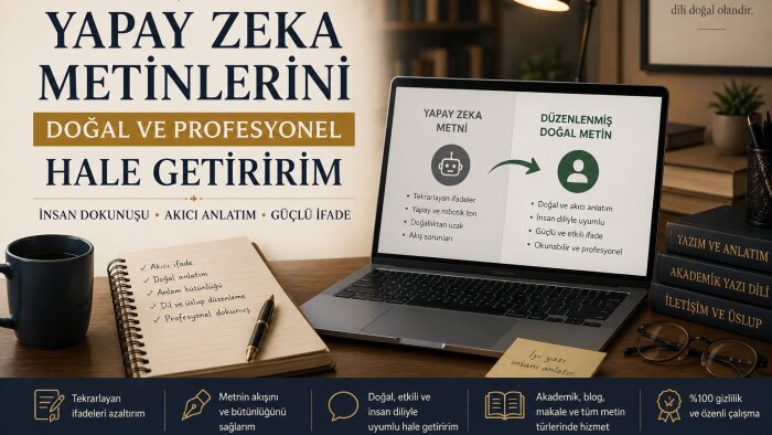 yapay zeka metinlerini doğal ve profesyonel hale getiririm