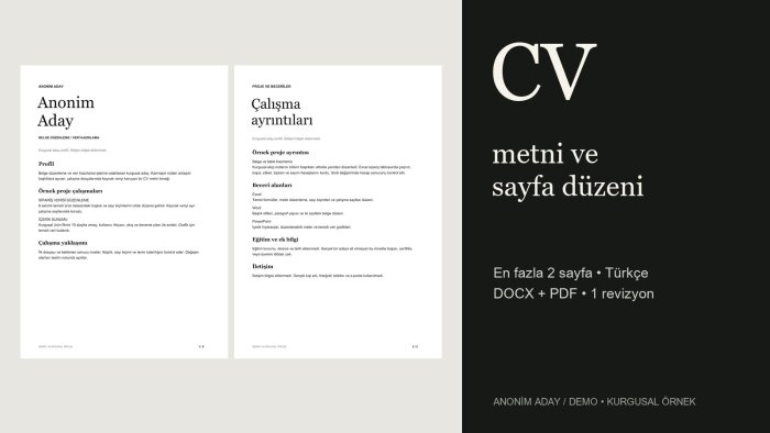 CV metninizi ve sayfa düzenini iyileştiririm
