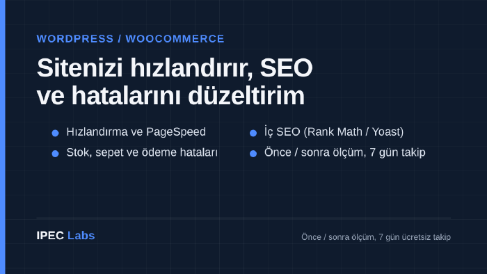 WooCommerce sitenizi hızlandırır, SEO ve hatasını düzeltirim