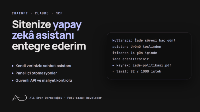 sitenize ve işinize yapay zeka asistanı entegre ederim
