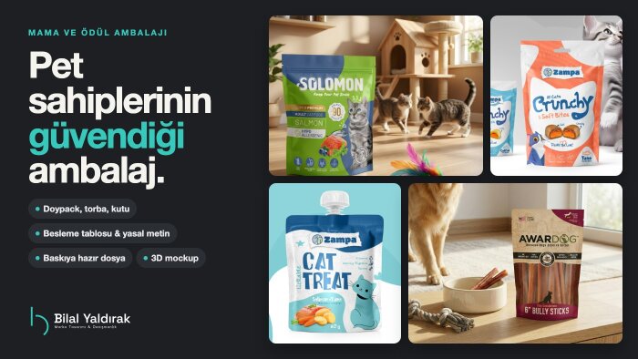 kedi ve köpek maması, ödül ambalajlarınızı tasarlarım