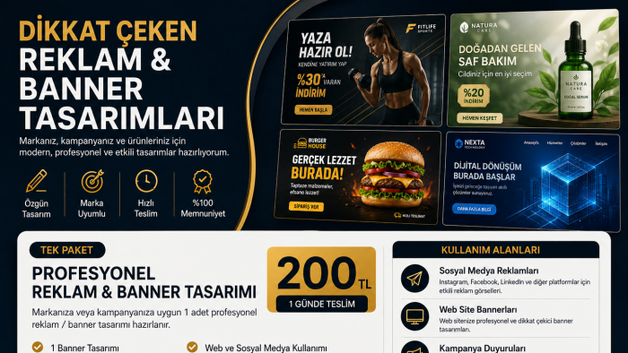profesyonel reklam ve banner tasarımları hazırlarım