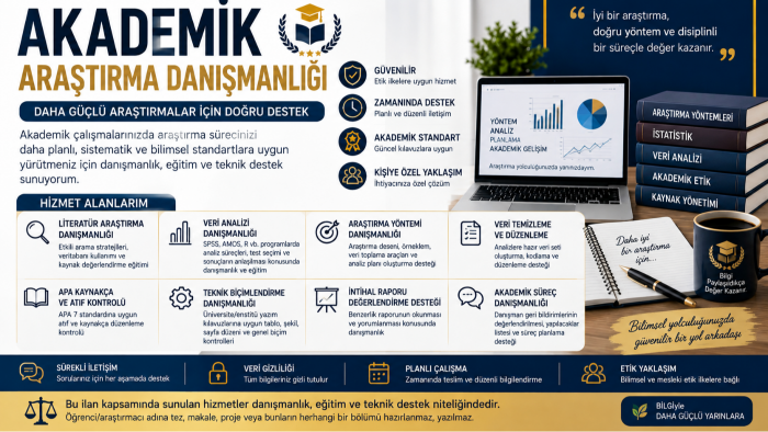 araştırmalar için yöntem ve analiz danışmanlığı veririm