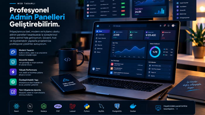 sizler için profesyonel admin panelleri geliştirebilirim