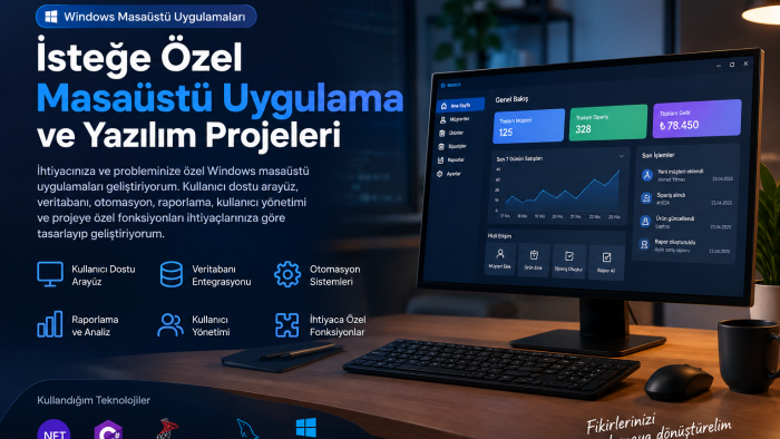 özel masaüstü uygulama ve yazılım projeleri geliştiriyorum