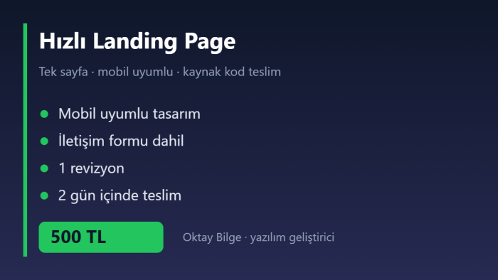 işletmeniz için hızlı landing page hazırlarım