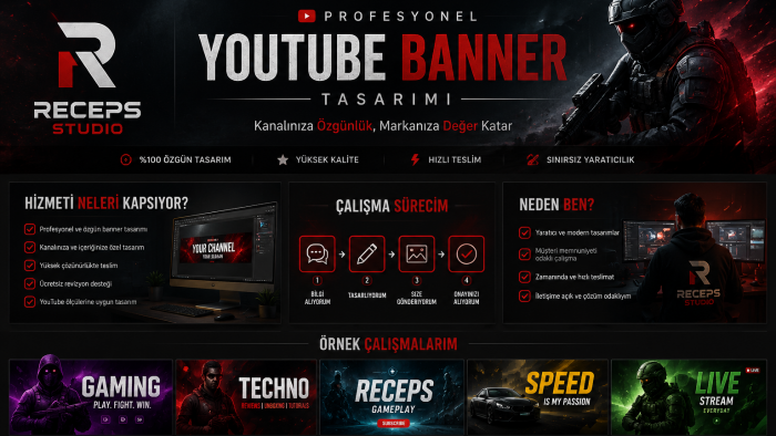 profesyonel YouTube banner ve kanal kapak tasarımı yaparım