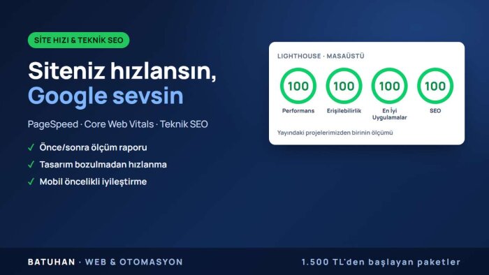 sitenizin hızını ve teknik SEO puanını yükseltirim