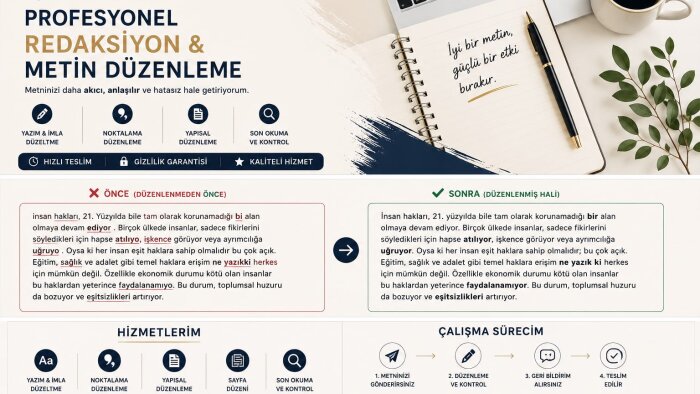 metinlerinizi yaratıcı şekilde yazar ve düzenlerim