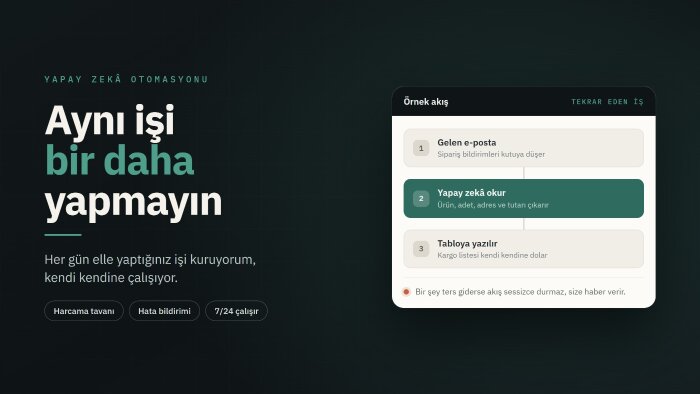 tekrar eden işlerinizi yapay zekâ ile otomatikleştiririm