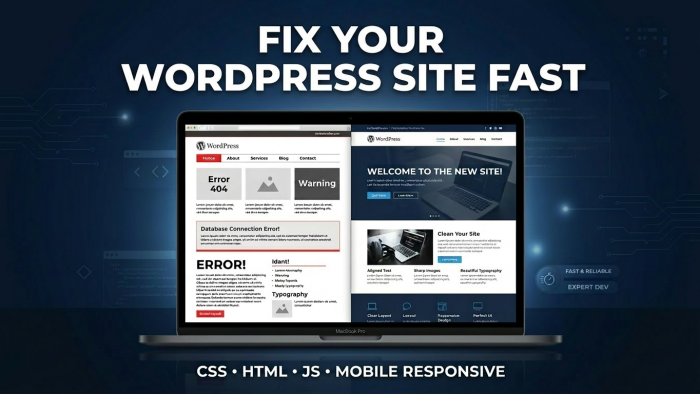 wordpress sitenizdeki hataları, sorunları çözerim