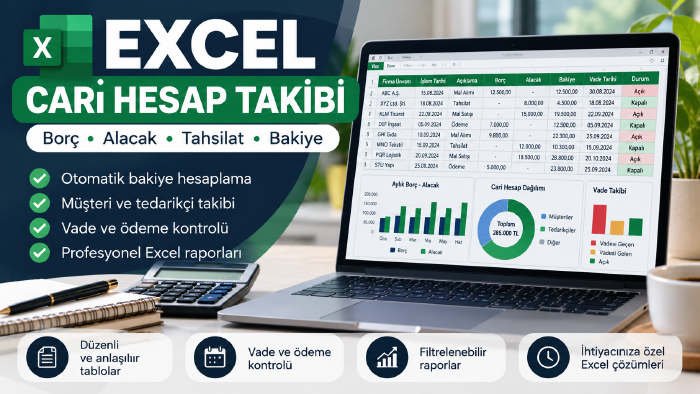 Excel'de cari hesap ve tahsilat takip tablosu hazırlarım