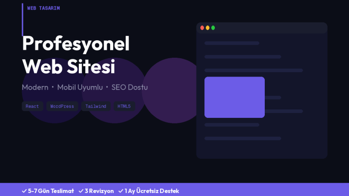 profesyonel, modern ve mobil uyumlu web sitesi tasarlarım