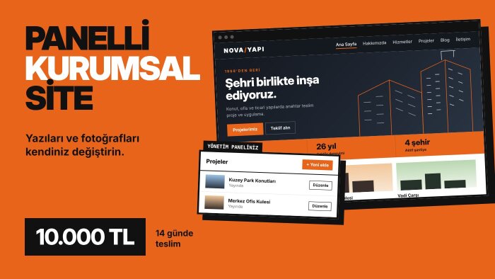 işletmenize yönetim panelli kurumsal web sitesi yaparım