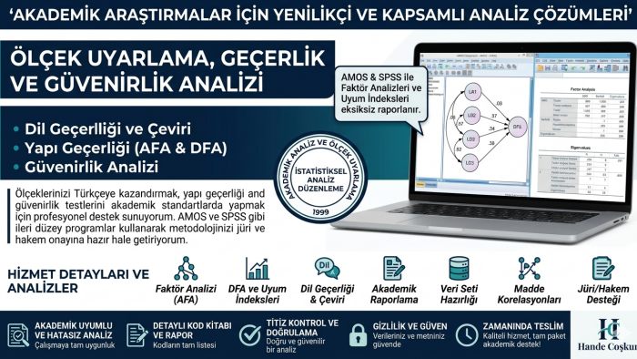 ölçek uyarlama, geçerlik ve güvenirlik analizi yaparım