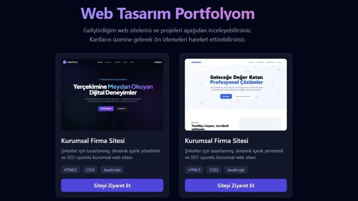 kurumsal web sitesi ve bireysel web sitesi yapabilirim