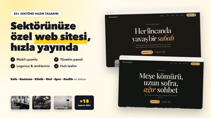 sektörünüze özel hazır tasarımla web sitenizi kurarım