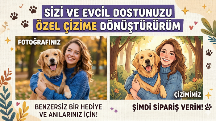 sizi evcil hayvanınızla birlikte özel çizime dönüştürürüm