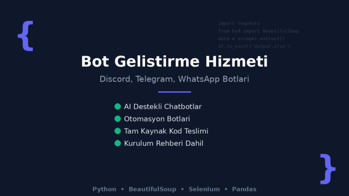 Python ile özel chatbot geliştiririm