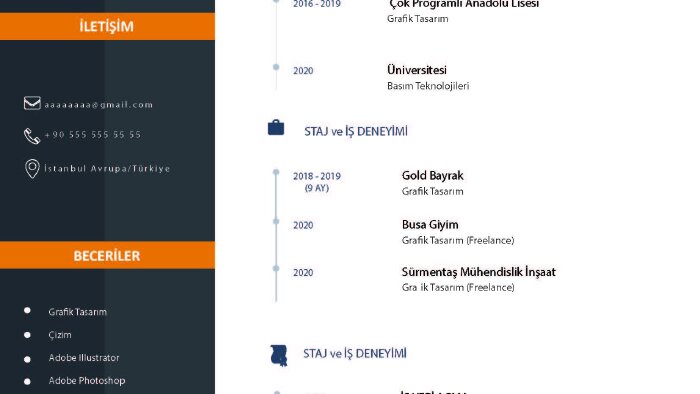 size uygun cv tasarlarım
