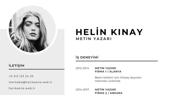 size istediniz tarzda CV hazırlıyabilirim