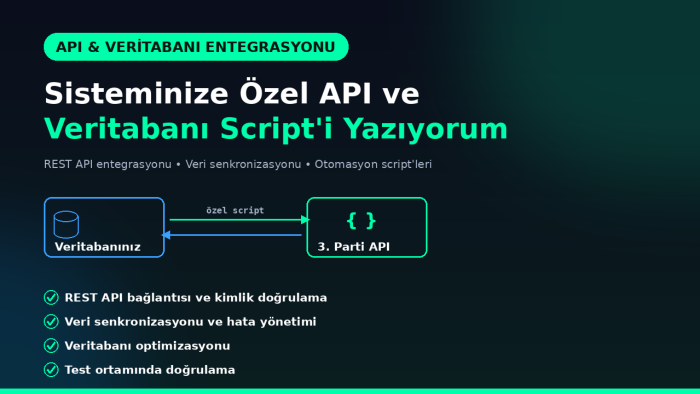 API ve veritabanı entegrasyonu için özel script yazıyorum