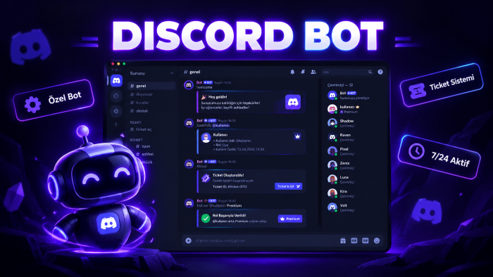 Discord sunucunuza özel bot geliştiririm