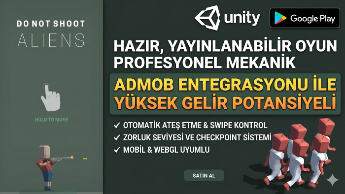 AdMob reklamlı Uzaylıdan kaçış: hyper-casual oyun yaparım