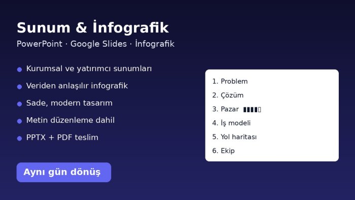 sade ve profesyonel sunum ve infografik hazırlarım