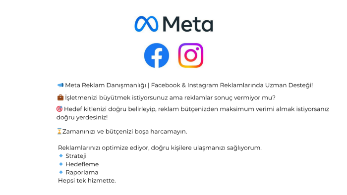Facebook ve Instagram reklamlarınız yönetebilirim